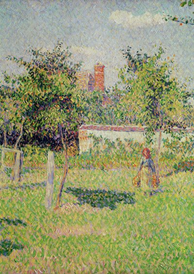 Vrouw in de Weide bij Eragny, Lente, 1887 (detail) door Camille Jacob Pissarro